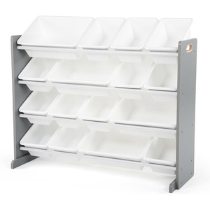 image:imageHumble Crew Toy Storage Organizer with 16 Removable Storage Bins for Kids Playroom 4Tier Toddler Toy Organization and Storage WhiteWhiteGreyWhite