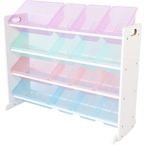 image:imageHumble Crew Toy Storage Organizer with 16 Removable Storage Bins for Kids Playroom 4Tier Toddler Toy Organization and Storage WhiteWhiteWhitePurplePinkBlue
