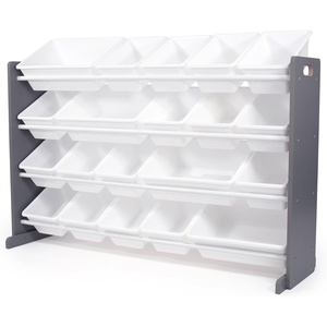 image:imageHumble Crew Toy Storage Organizer with 20 Removable Storage Bins for Kids Playroom 4Tier Toddler Toy Organization WhiteWhiteGreyWhite