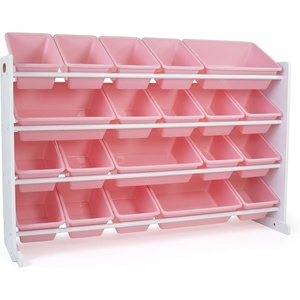 image:imageHumble Crew Toy Storage Organizer with 20 Removable Storage Bins for Kids Playroom 4Tier Toddler Toy Organization WhiteWhitePinkWhite