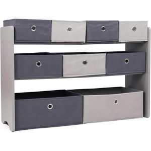 image:imageHumble Crew Toy Storage Organizer with 9 Removable Fabric Storage Bins for Kids Playroom 3Tier Toddler Toy Organization GreyWhiteGreyMulti Grey