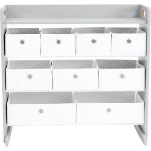 image:imageHumble Crew Toy Storage Organizer with 9 Removable Fabric Storage Bins for Kids Playroom 3Tier Toddler Toy Organization GreyWhiteGreyWhite