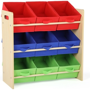 image:imageHumble Crew Toy Storage Organizer with 9 Removable Fabric Storage Bins for Kids Playroom 3Tier Toddler Toy Organization GreyWhiteNaturalPrimary