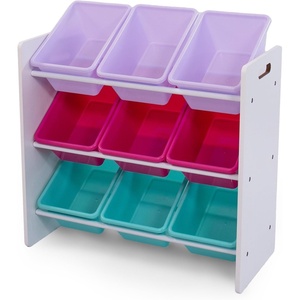 image:imageHumble Crew Toy Storage Organizer with 9 Removable Storage Bins for Kids Playroom 3Tier Toddler Toy Organization and Storage WhiteWhiteWhitePinkPurpleAqua