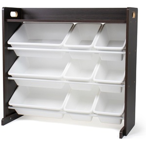 image:imageHumble Crew Toy Storage Organizer with 9 Removable Storage Bins for Kids Playroom 3Tier with Top Shelf Toddler Toy Organization WhiteWhiteEspressoWhite