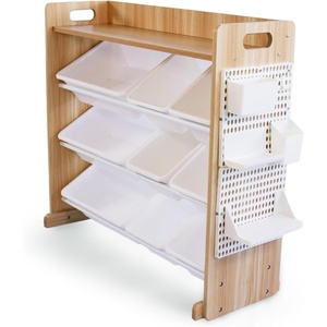image:imageHumble Crew Toy Storage Organizer with 9 Removable Storage Bins for Kids Playroom 3Tier with Top Shelf Toddler Toy Organization WhiteWhiteNaturalWhite