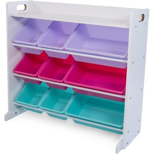image:imageHumble Crew Toy Storage Organizer with 9 Removable Storage Bins for Kids Playroom 3Tier with Top Shelf Toddler Toy Organization WhiteWhiteWhitePinkPurpleAqua