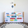 image:imageHumble Crew 4Tier Kids Bookshelf and 3 Bins Toy Storage Espresso and White  Book Shelf for Kids Rooms with Four Deep Pockets  Toddler Sling Book Rack with Deep Sleeves Nursery Bookcase Organizer