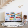 image:imageHumble Crew 4Tier Kids Bookshelf and 3 Bins Toy Storage Espresso and White  Book Shelf for Kids Rooms with Four Deep Pockets  Toddler Sling Book Rack with Deep Sleeves Nursery Bookcase Organizer