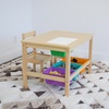 image:imageHumble Crew Toddler Wooden Table and Chair Set with 4 Storage Bins Arts amp Crafts Activity Set for Kids Ages 36 Natural Wood with Orange Green amp Purple Bins
