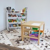 image:imageHumble Crew Toddler Wooden Table and Chair Set with 4 Storage Bins Arts amp Crafts Activity Set for Kids Ages 36 Natural Wood with Orange Green amp Purple Bins