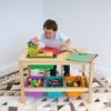 image:imageHumble Crew Toddler Wooden Table and Chair Set with 4 Storage Bins Arts amp Crafts Activity Set for Kids Ages 36 Natural Wood with Orange Green amp Purple Bins