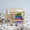 image:imageHumble Crew Toddler Wooden Table and Chair Set with 4 Storage Bins Arts amp Crafts Activity Set for Kids Ages 36 Natural Wood with Orange Green amp Purple Bins