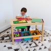 image:imageHumble Crew Toddler Wooden Table and Chair Set with 4 Storage Bins Arts amp Crafts Activity Set for Kids Ages 36 Natural Wood with Orange Green amp Purple Bins