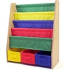 image:imageHumble Crew 4Tier Kids Bookshelf and 3 Bins Toy Storage Natural and Primary  Book Shelf for Kids Rooms with Four Deep Pockets  Toddler Sling Book Rack with Deep Sleeves Nursery Bookcase Organizer