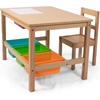 image:imageHumble Crew Toddler Wooden Table and Chair Set with 4 Storage Bins Arts amp Crafts Activity Set for Kids Ages 36 Natural Wood with Orange Green amp Purple Bins