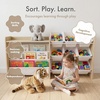 image:imageHumble Crew Toy Storage Organizer with Book Shelf and Top Shelf 9 Removable Storage Bins for Kids Playroom Toy Organization Solid Wood NaturalWhiteSet with Book Rack
