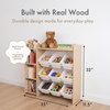 image:imageHumble Crew Toy Storage Organizer with Book Shelf and Top Shelf 9 Removable Storage Bins for Kids Playroom Toy Organization Solid Wood NaturalWhiteSet with Shelf