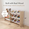 image:imageHumble Crew Toy Storage Organizer with Book Shelf and Top Shelf 9 Removable Storage Bins for Kids Playroom Toy Organization Solid Wood NaturalWhiteSet with Book Rack