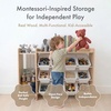 image:imageHumble Crew Toy Storage Organizer with Book Shelf and Top Shelf 9 Removable Storage Bins for Kids Playroom Toy Organization Solid Wood NaturalWhiteSet with Stuffed Animal Storage