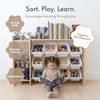 image:imageHumble Crew Toy Storage Organizer with Book Shelf and Top Shelf 9 Removable Storage Bins for Kids Playroom Toy Organization Solid Wood NaturalWhiteSet with Stuffed Animal Storage