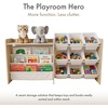 image:imageHumble Crew Toy Storage Organizer with Book Shelf and Top Shelf 9 Removable Storage Bins for Kids Playroom Toy Organization Solid Wood NaturalWhiteSet with Book Rack