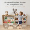 image:imageHumble Crew Toy Storage Organizer with Book Shelf and Top Shelf 9 Removable Storage Bins for Kids Playroom Toy Organization Solid Wood NaturalWhiteSet with Book Rack