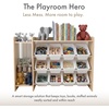image:imageHumble Crew Toy Storage Organizer with Book Shelf and Top Shelf 9 Removable Storage Bins for Kids Playroom Toy Organization Solid Wood NaturalWhiteSet with Stuffed Animal Storage