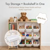 image:imageHumble Crew Toy Storage Organizer with Book Shelf and Top Shelf 9 Removable Storage Bins for Kids Playroom Toy Organization Solid Wood NaturalWhiteSet with Shelf