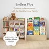 image:imageHumble Crew Toy Storage Organizer with Book Shelf and Top Shelf 9 Removable Storage Bins for Kids Playroom Toy Organization Solid Wood NaturalWhiteSet with Shelf