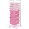 image:imageHumble Crew 8 Drawer Rolling Storage Cart with Wheels Slim Plastic Organizer Trolley for Crafts Office School Makeup amp More Metal Frame PinkPink