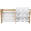 image:imageHumble Crew Toy Storage Organizer with Book Shelf and Top Shelf 9 Removable Storage Bins for Kids Playroom Toy Organization Solid Wood NaturalWhiteSet with Book Rack