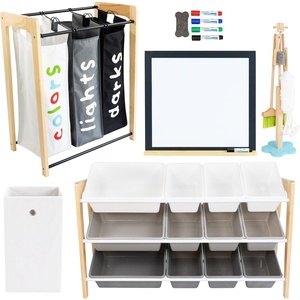 image:imageHumble Crew Kids Toy Storage Organizer with Bins Laundry Hamper amp Cleaning Set Playroom Organization System with Whiteboard amp AccessoriesGreyWhite