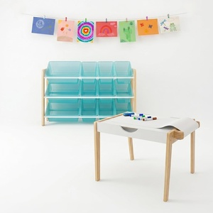 image:imageHumble Crew Kids Toy Storage Organizer with Bins Laundry Hamper amp Cleaning Set Playroom Organization System with Whiteboard amp AccessoriesWhiteBlue