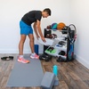 image:imageHumble Crew Jayden Sports Equipment Organizer with 2 Ball Racks and 4 Storage Bins  BlackWhite Rack for Home Gym Garage amp Kids Gear Holds Balls Bats Rackets amp More4 Bins  Sports Equipment