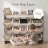 image:imageHumble Crew Supersized Toy Storage Organizer with 16 Removable Bins NaturalMixed Neon  Large Toy Storage for Toddlers Ideal for Kids Rooms Playrooms and Nurseries  Modern Toy Bins for KidsGreyWhite