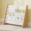 image:imageHumble Crew Kids Bookshelf Montessori Front Facing Toddler Bookcase 4 TierNatural WoodWhite