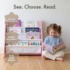 image:imageHumble Crew Kids Bookshelf Montessori Front Facing Toddler Bookcase 4 TierPinkWhite