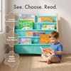 image:imageHumble Crew Kids Bookshelf Montessori Front Facing Toddler Bookcase 4 TierSeafoam GreenNatural